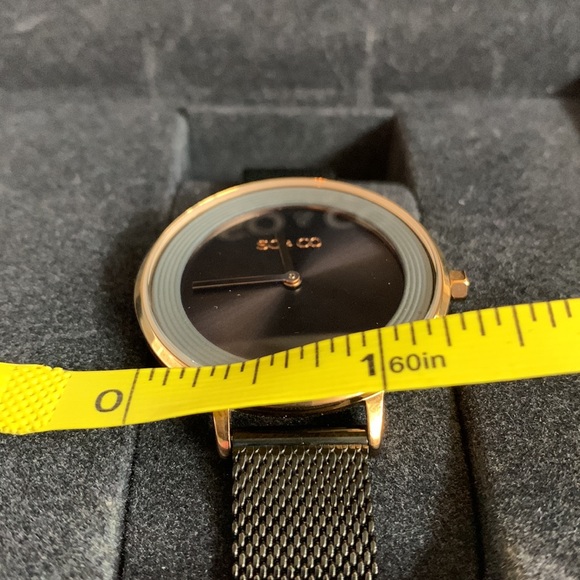 NIB SO&CO Black and Gold Discontinued Madison Watch, Stainless Steel Mesh Band - Picture 14 of 14